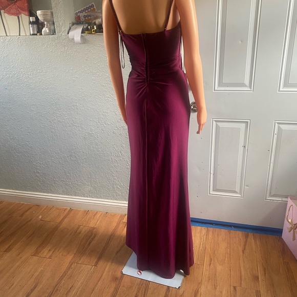 Honey and Rosie Red Ruched Maxi Gown - Picture 3 of 12